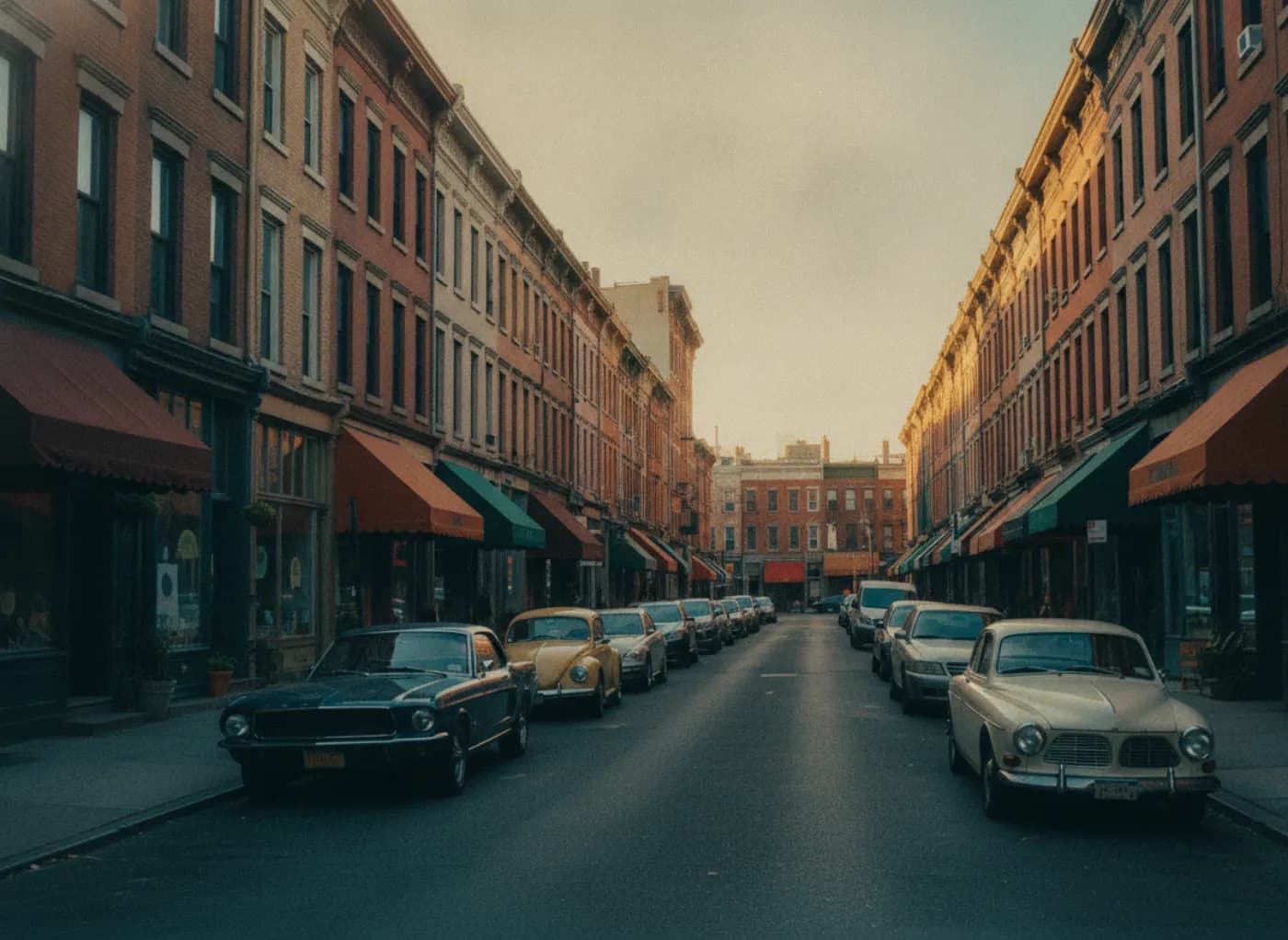 Filming location Newark Ironbound district, dense brick streetscape with storefronts